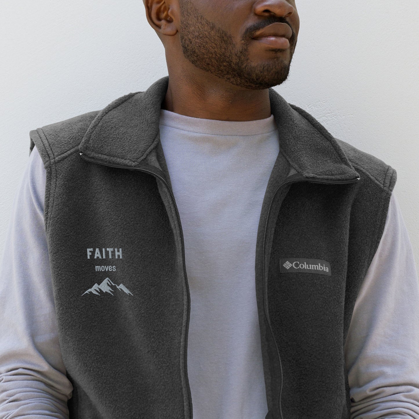 Faith Moves Mountains - Men’s Columbia Christian fleece vest