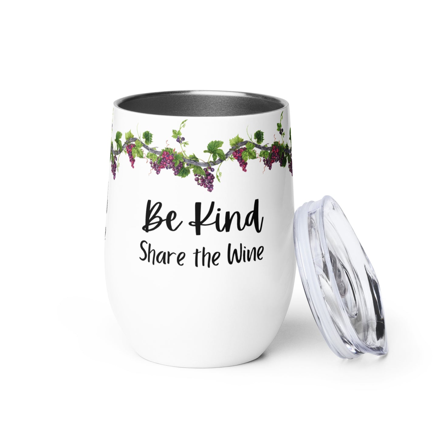 Be Kind - Share the Wine - Stainless Steel Wine tumbler - Great gift for a wine lover - Funny wine mug