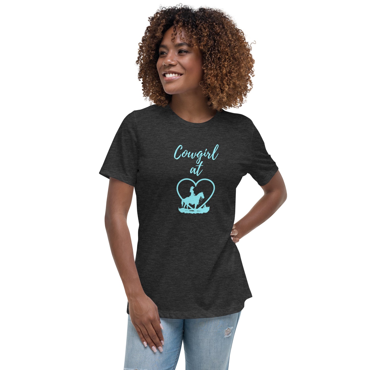 Cowgirl at Heart 1 - Aqua - Women's Relaxed T-Shirt